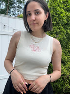 Embroidered Hibiscus Tank Top