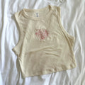 Embroidered Hibiscus Tank Top
