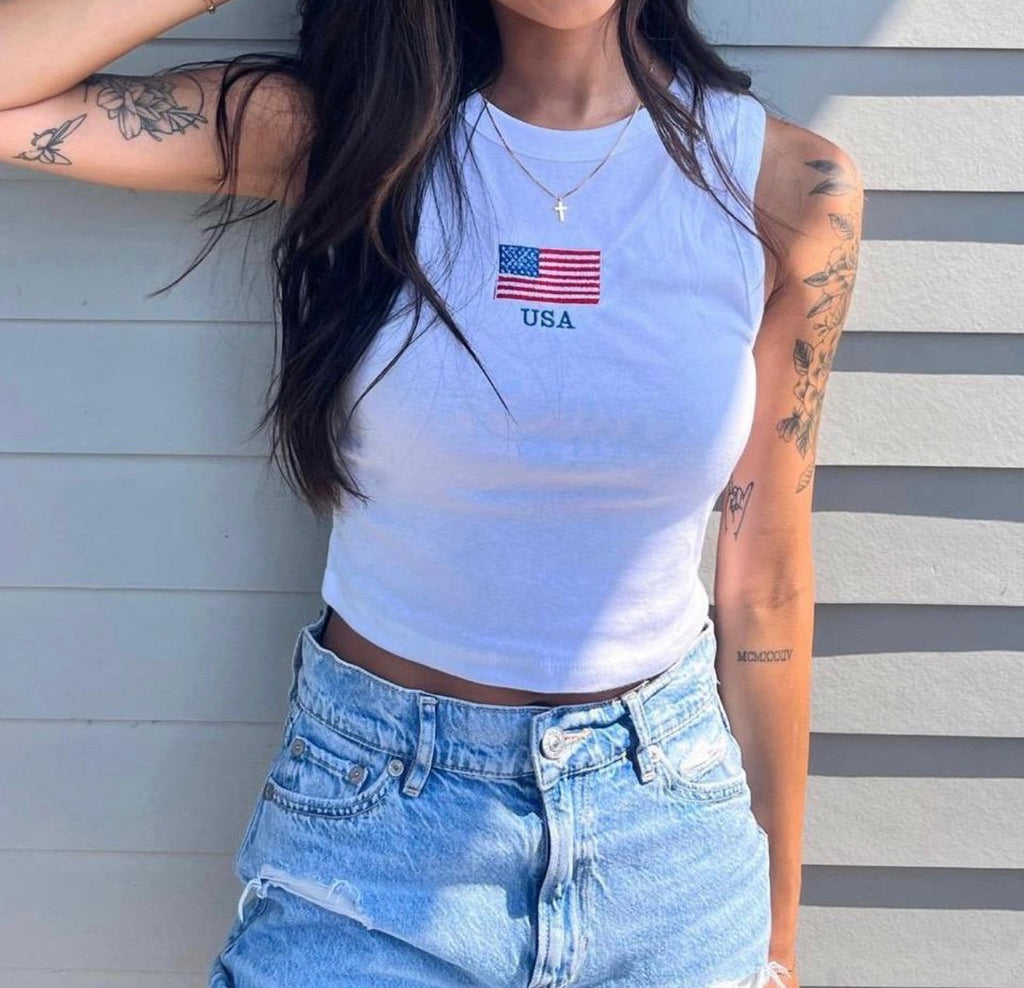 USA Crop Tank Top