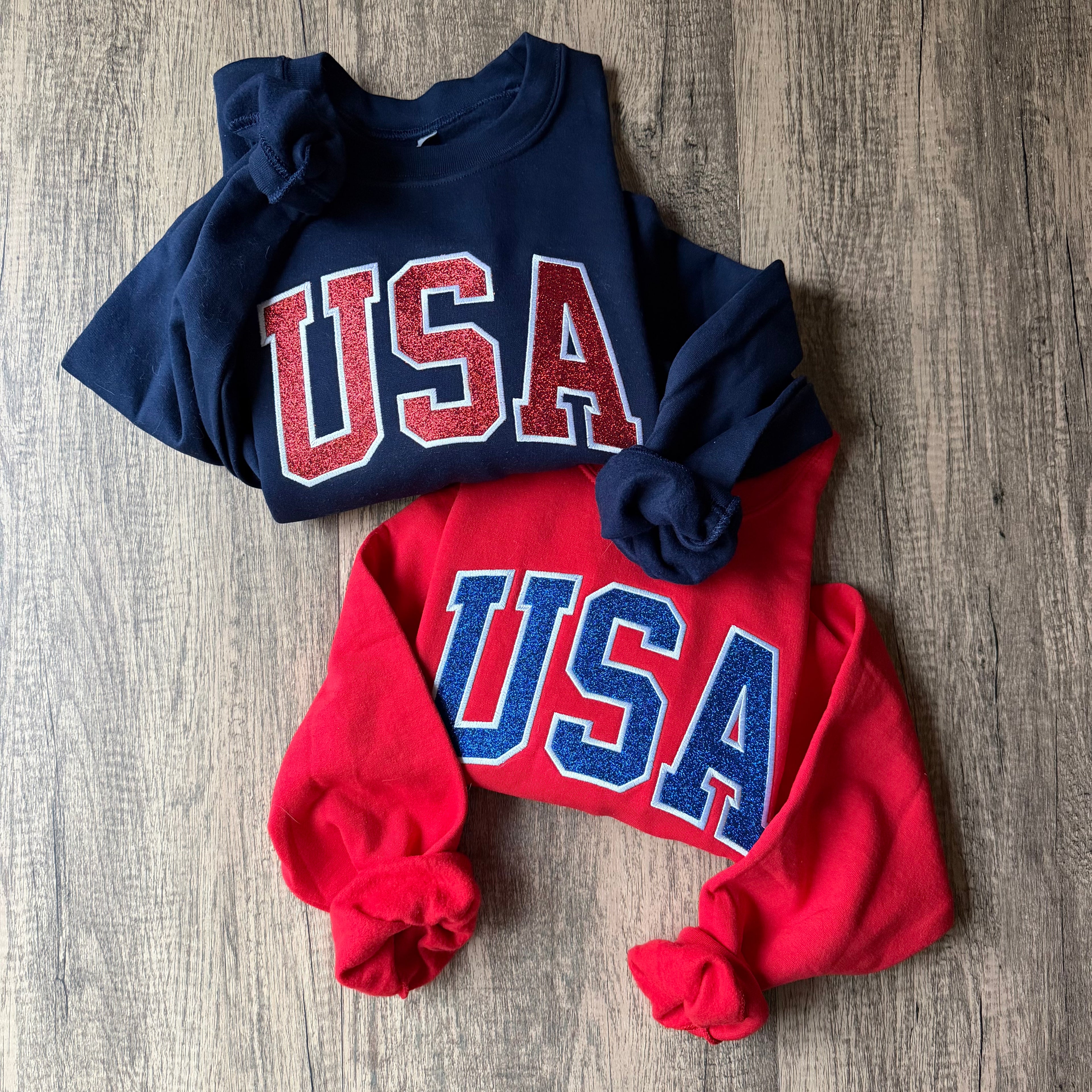 USA Glitter Appliqué Sweatshirt
