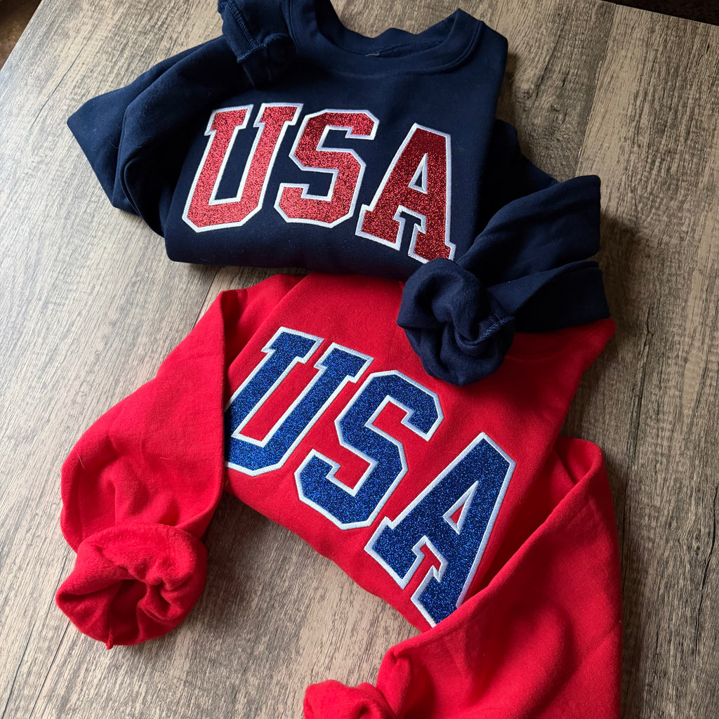 USA Glitter Appliqué Sweatshirt