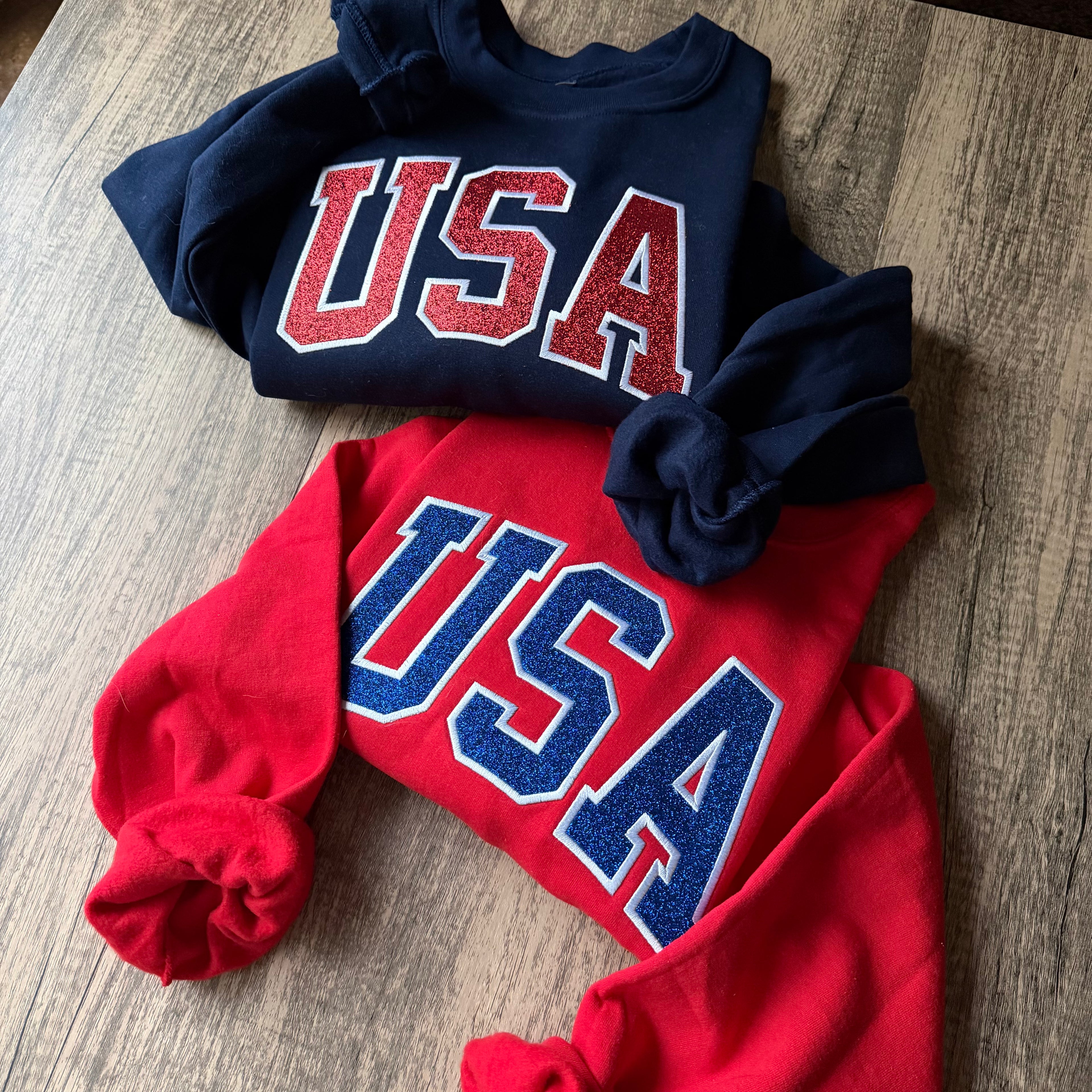USA Glitter Appliqué Sweatshirt