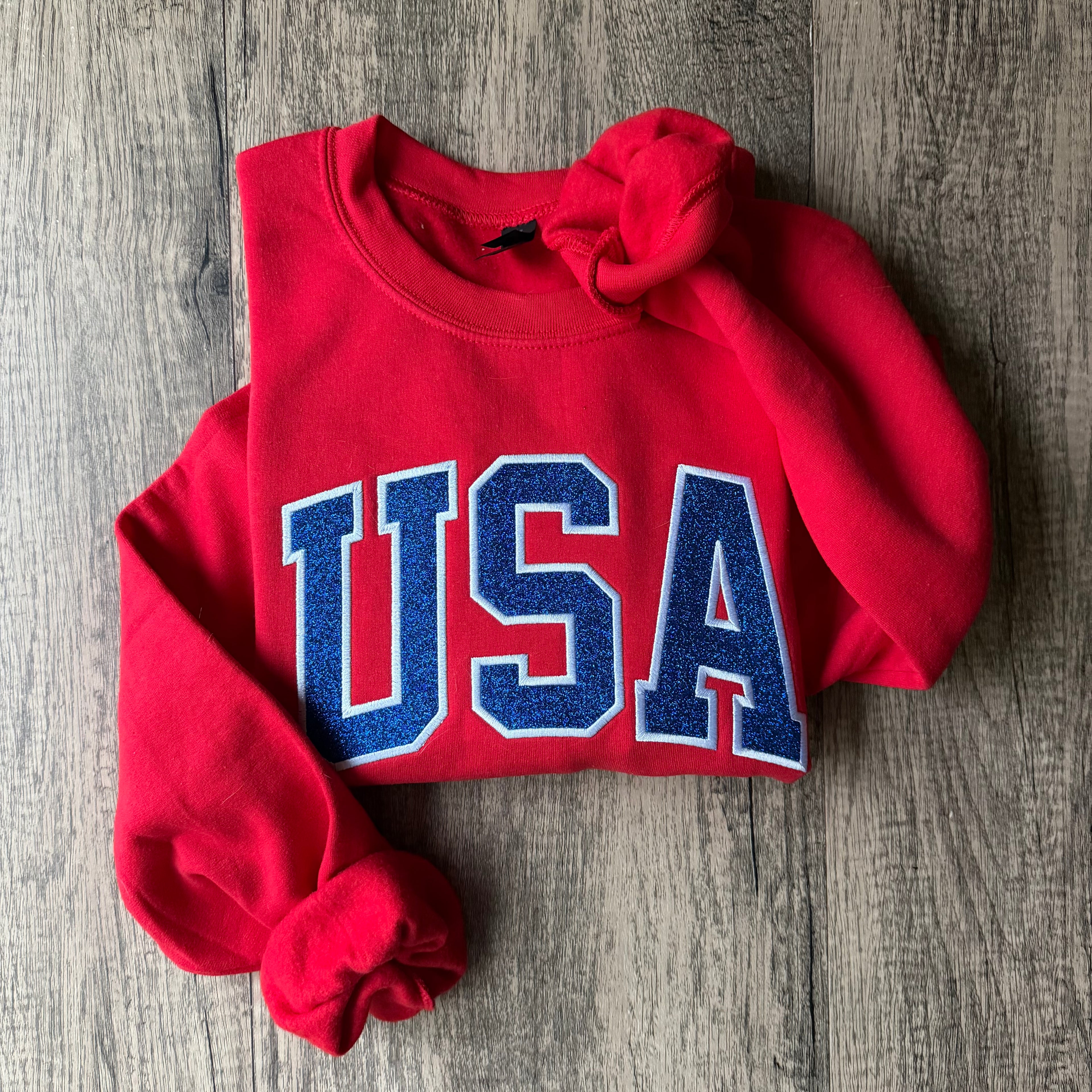 USA Glitter Appliqué Sweatshirt