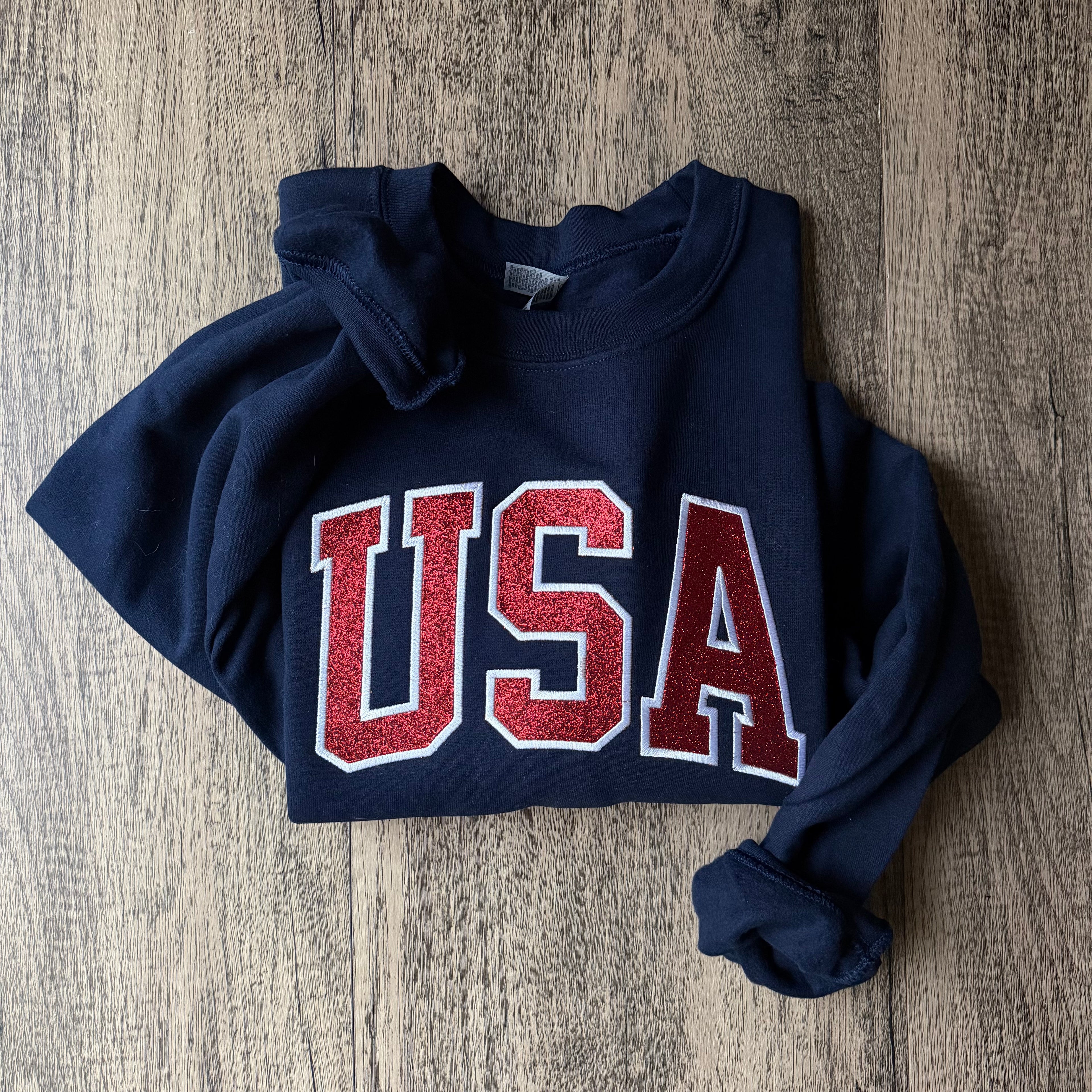 USA Glitter Appliqué Sweatshirt