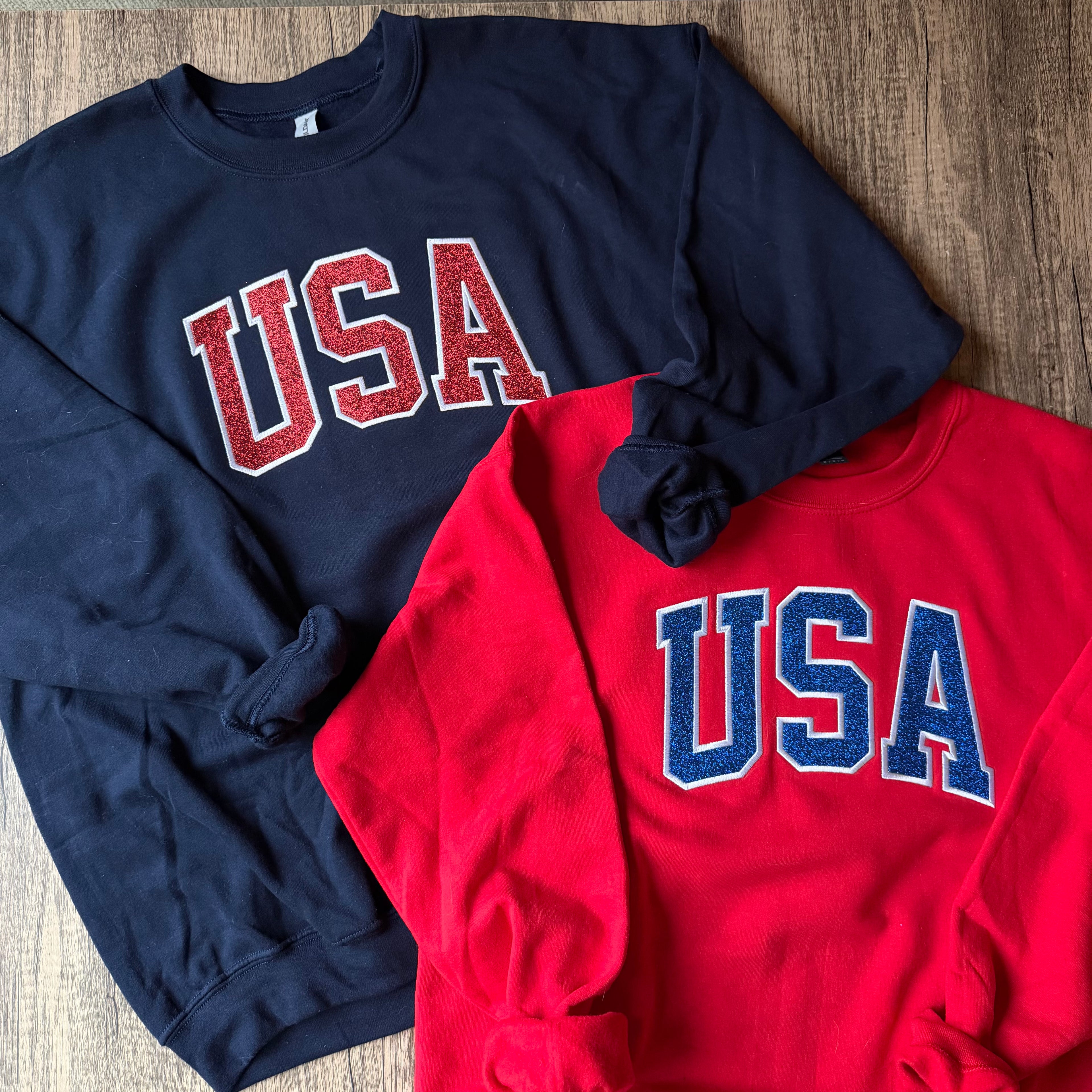 USA Glitter Appliqué Sweatshirt