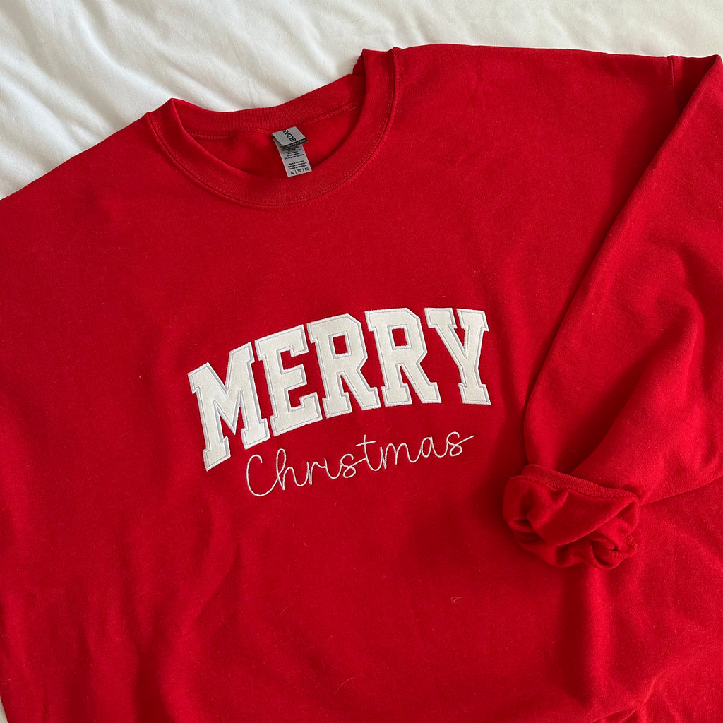 Merry Christmas Glitter Sweatshirt (Toddler, Youth, Adult)
