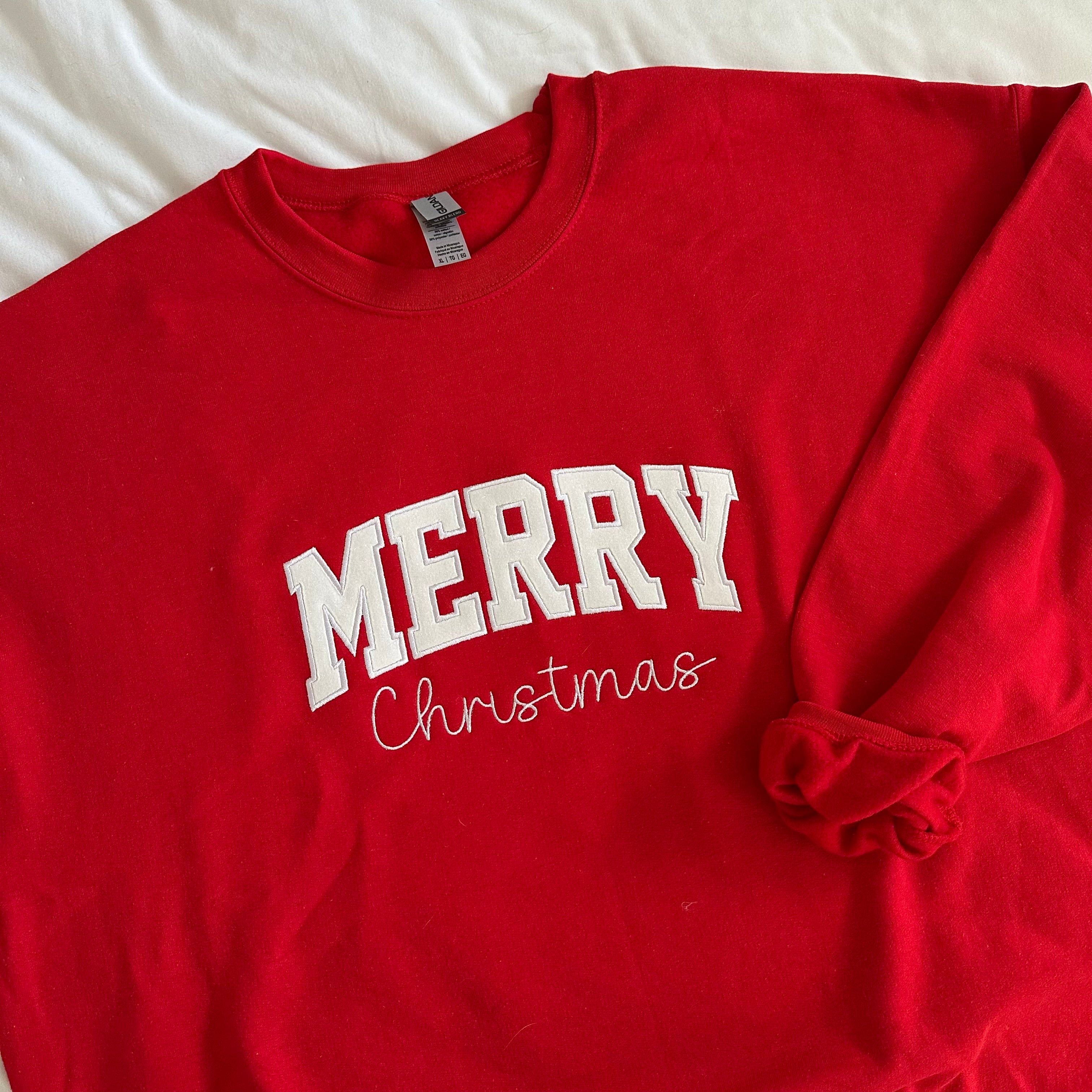 Merry Christmas Glitter Sweatshirt (Toddler, Youth, Adult)