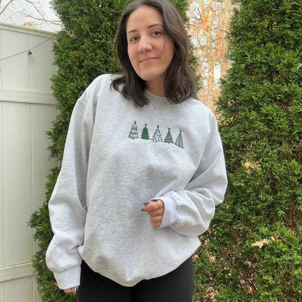 Embroidered Trees Crewneck