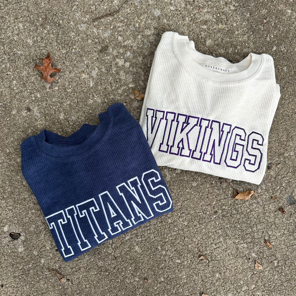 Embroidered Team Corded Crewneck
