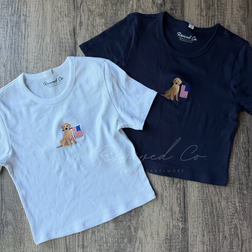 Patriotic Dog Rib Baby Tee