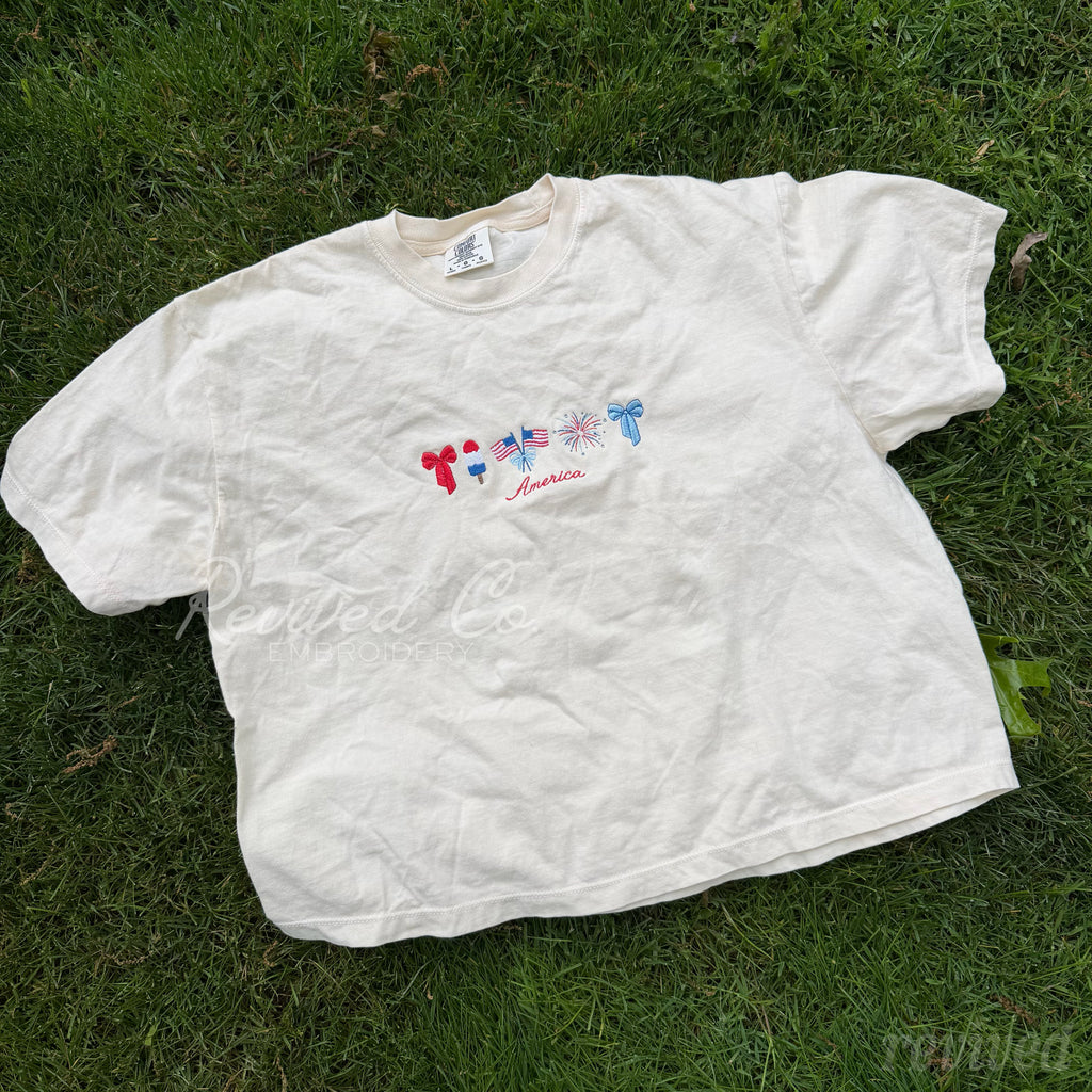America Icons Boxy Crop Tee