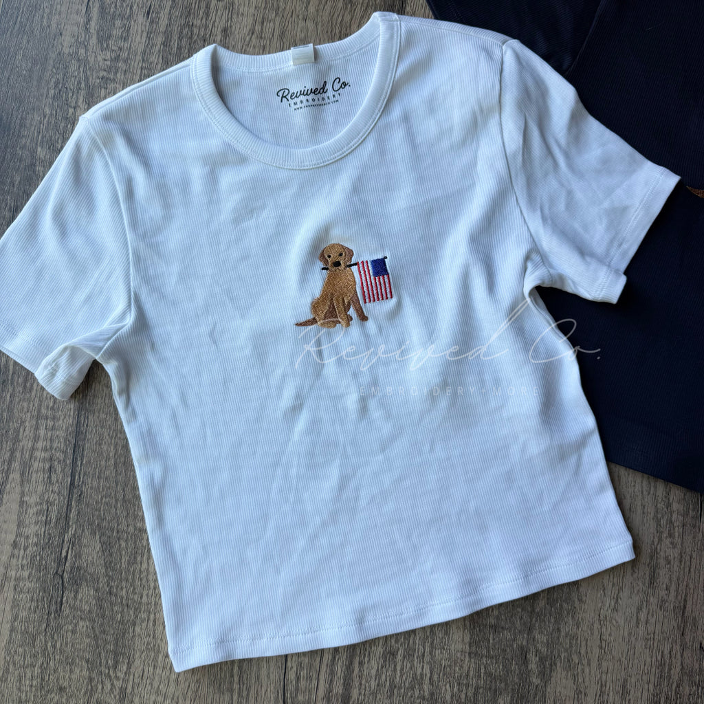 Patriotic Dog Rib Baby Tee